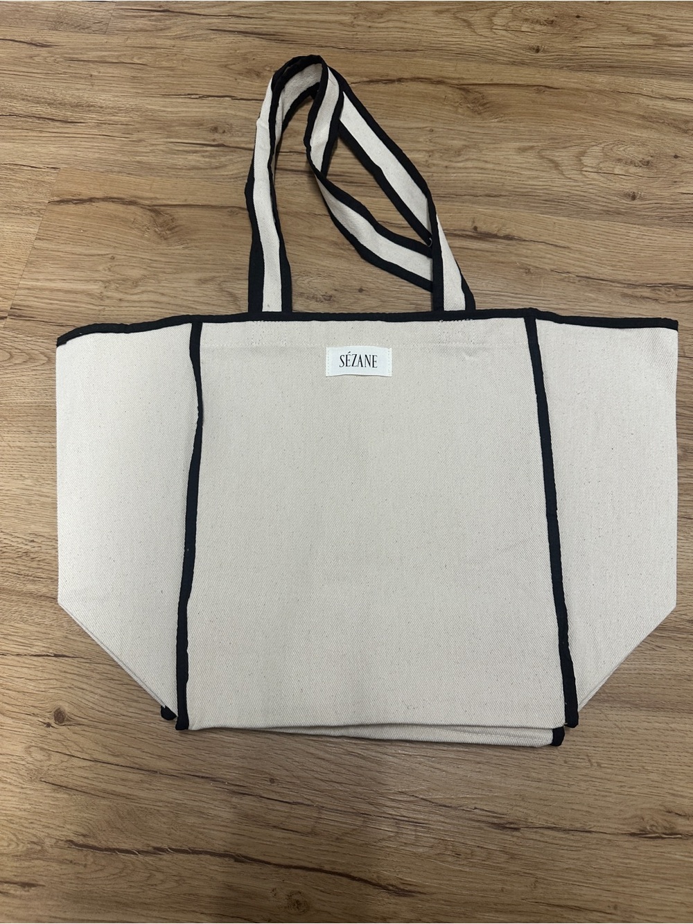 Sézane Canvas Tote with Black Trim
